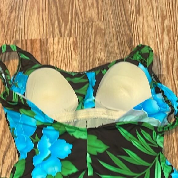 Maxine Vintage Swimsuit, modest, teal, green, brown, 12 - Picture 7 of 9